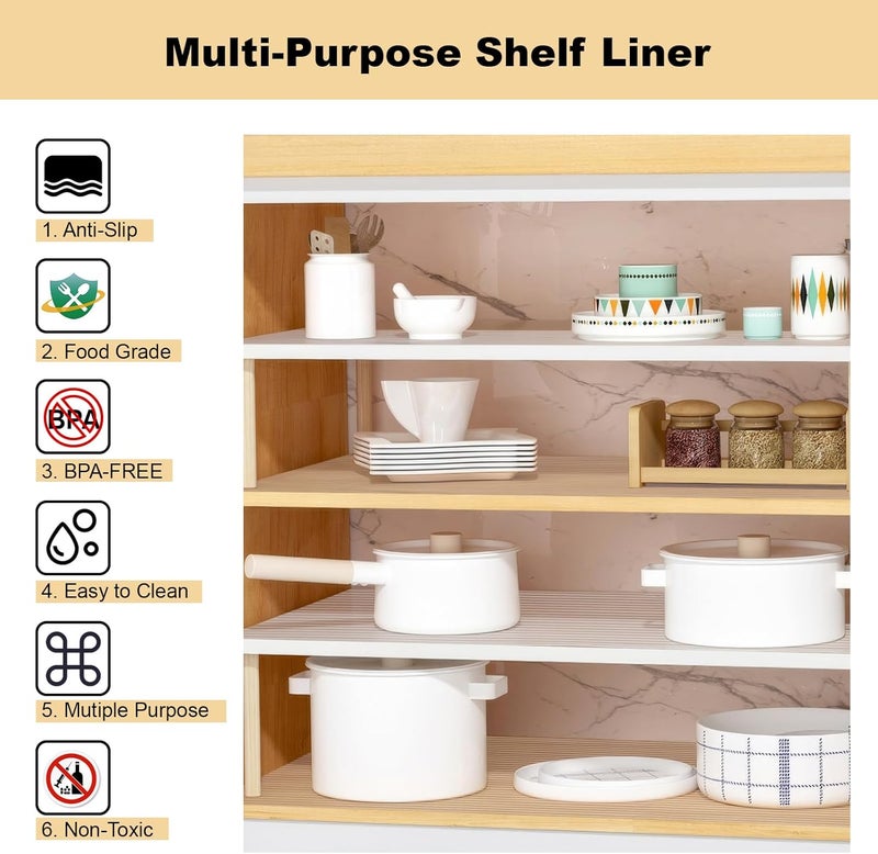 TEZZ Shelf Liner, 11.8 Inches x 20 FEET Non-Slip Kitchen Cabinet Liner, Washable Oil-Proof Non-Adhesive Contact Paper for Kitchen Drawer, Cabinet, Shelves, Cupboard, Refrigerator, Storage, Desk, Countertop - Image 2